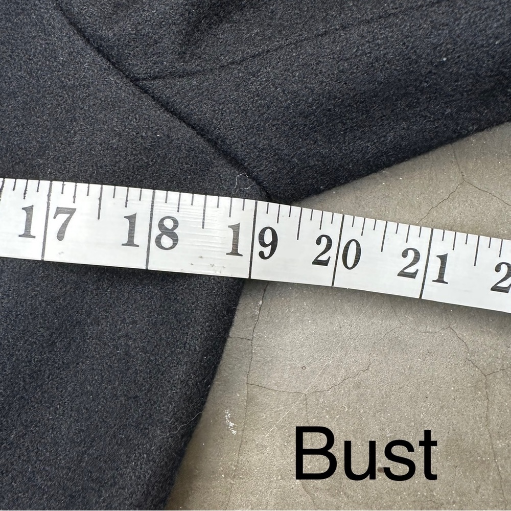 Ann Taylor Petite Black Double Breasted Ruffled Funnel Neck Coat/Blazer SzMP - Picture 10 of 10